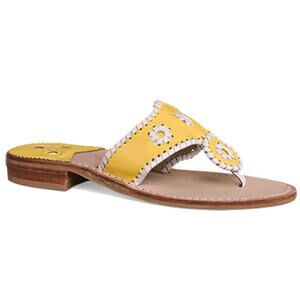 Jack Rogers Yellow & White Leather Daisy Sandals Sz 8